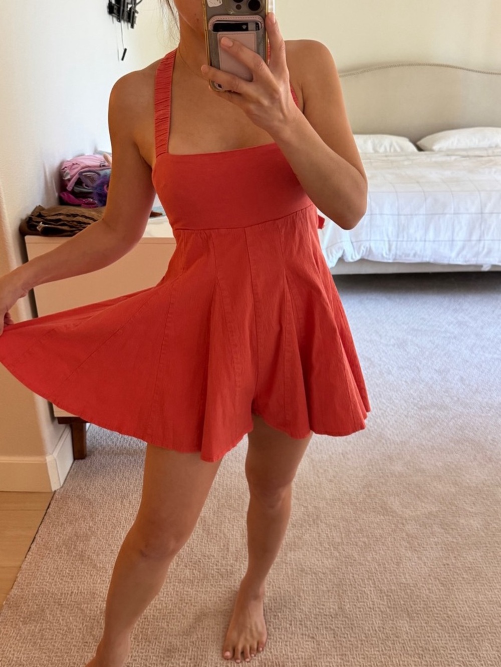 Louna Open-Back Faux Dress in Coral Size Small